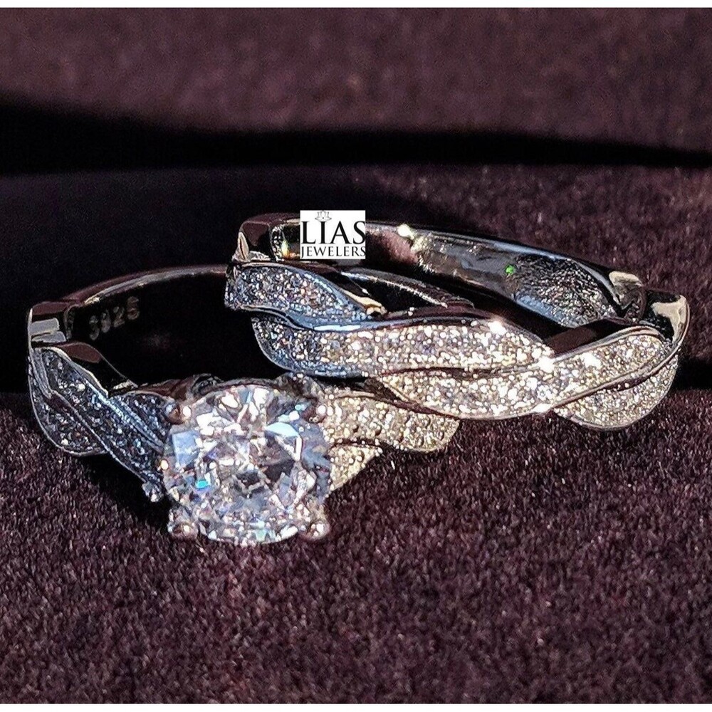 New 18kwhite gold wedding ring set